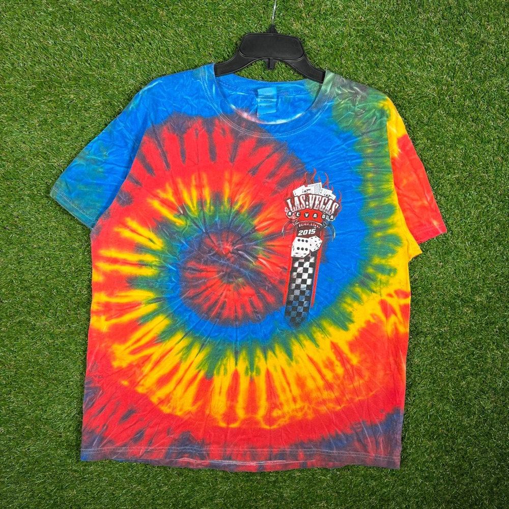 Fruit of the Loom Las Vegas Racing 2015 Tie Dye Graphic T-Shirt Mens‎ Large